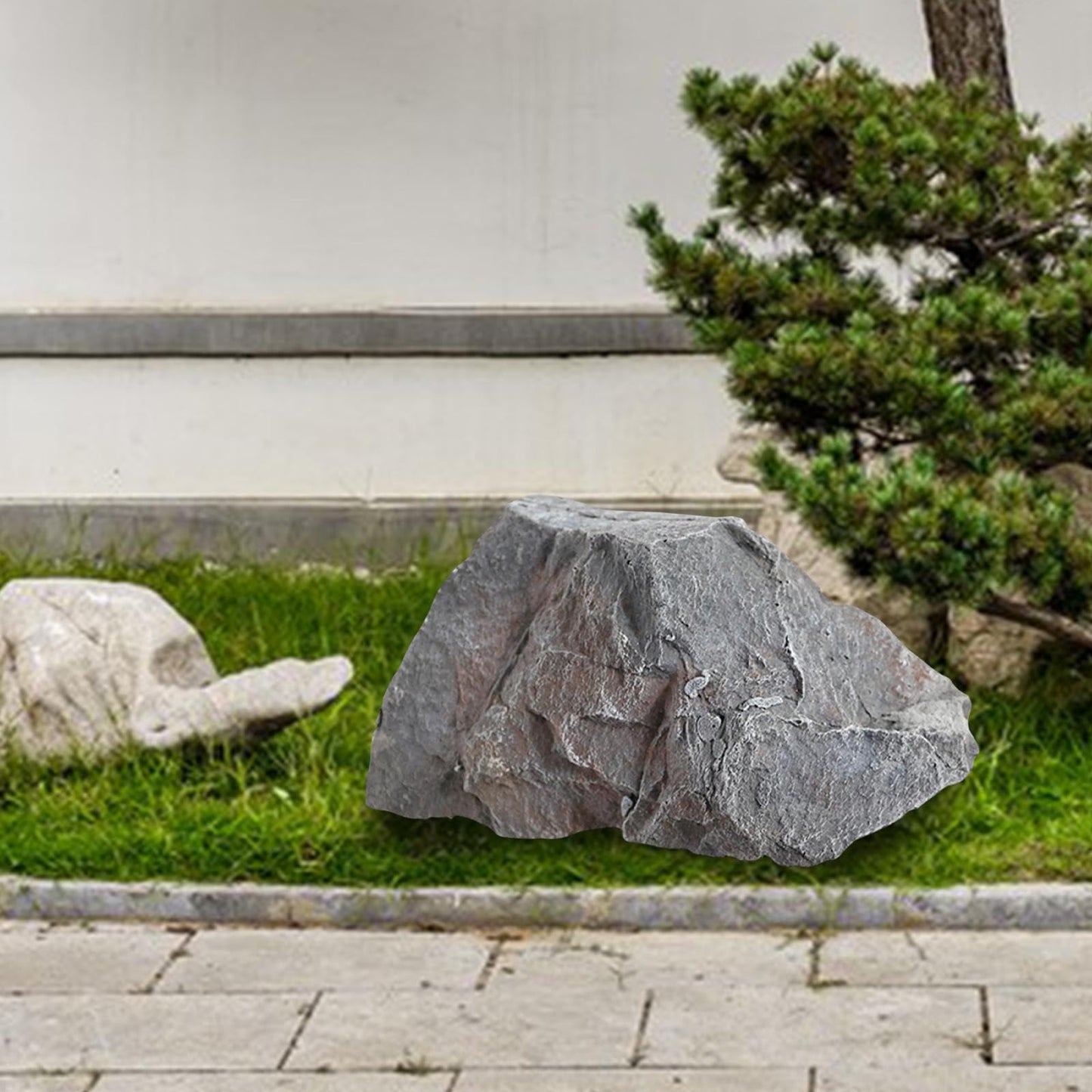 MYCENSE Artificial Rock Natural Texture PU Realistic Sandstone Landscape for Decor Community Courtyard Supermarkets Parks Offices, Style A 32x25x17cm Gray