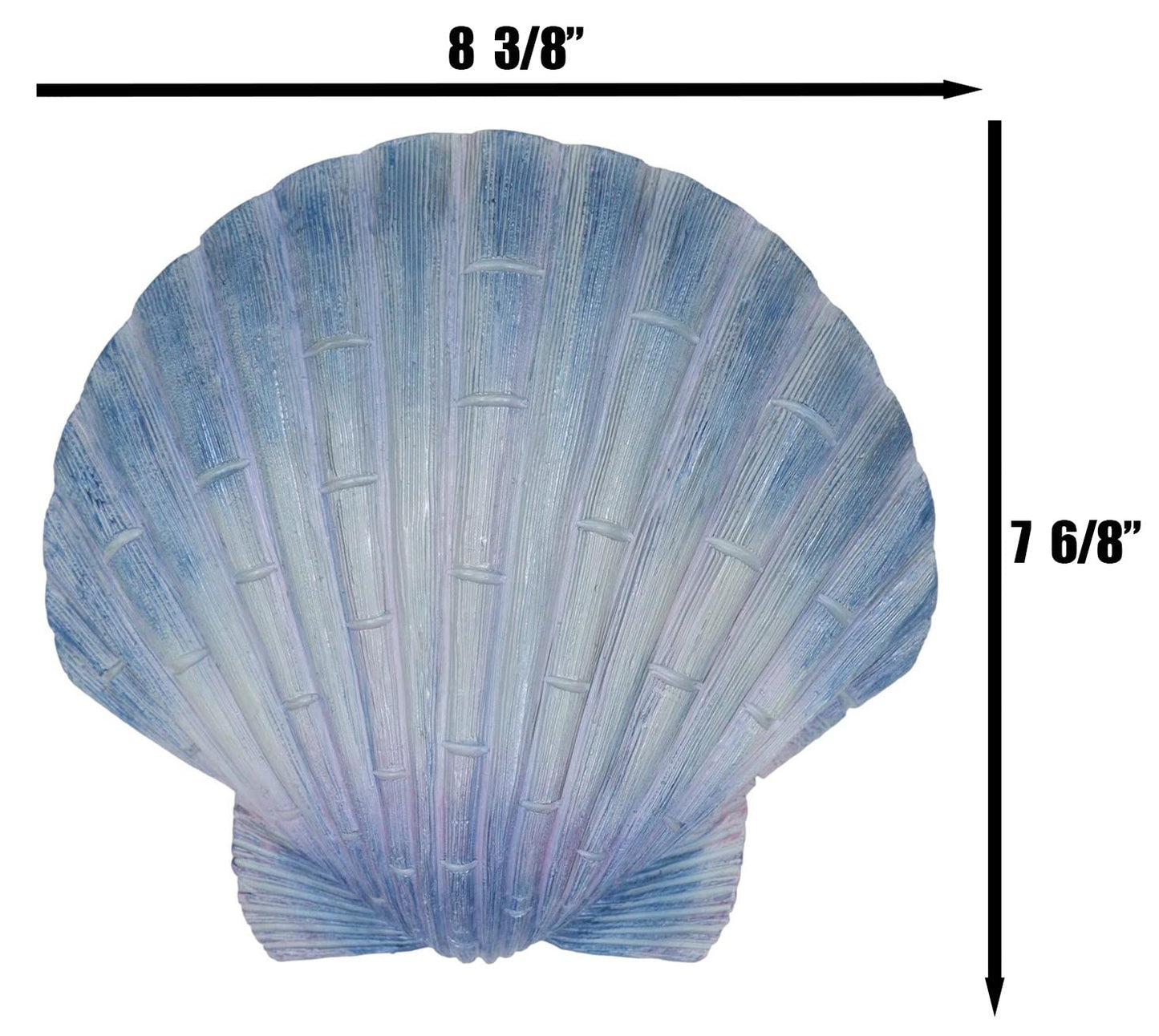 Ebros Gift Nautical Ocean Marine Life Aqua Blue Scallop Shell Seashell Exotic Shabby Chic Wall Decor Figurine 8.25" L Decorative Sculpture Vacation Beach Sea Home Prop Accent