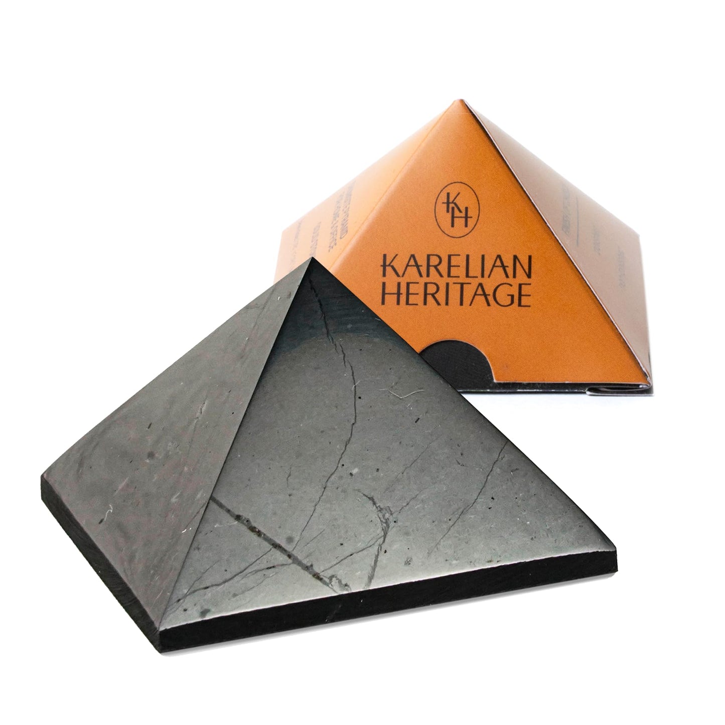Authentic Shungite Pyramid Polished 2" (5cm), Premium Protection Crystals for House & Office,Karelian Black Stone Energy Pyramid for Root Chakra Meditation, Grounding & Negative Energy Blocker