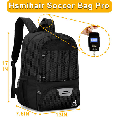 Hsmihair Soccer Bag-Soccer Backpack&Backpack for&Football Volleyball& Basketball,with Ball Compartment and Training Package