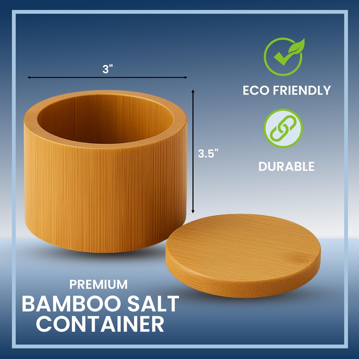 NORTHWARD SPIRIT Bamboo Salt Box Cellar Canister Gift Set With Maldon Sea Salt Flakes 8.5 Oz Box - Great For Salts, Spices, Seasonings In Your Gourmet Kitchen
