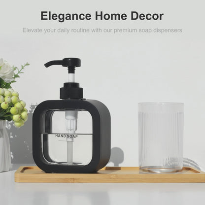 ONECOCOA Hand & Dish Soap Dispenser - Modern Plastic Pump with Labels - Black