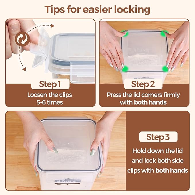 ComSaf Flour Sugar Storage Containers Set of 3, Large Airtight Food Storage