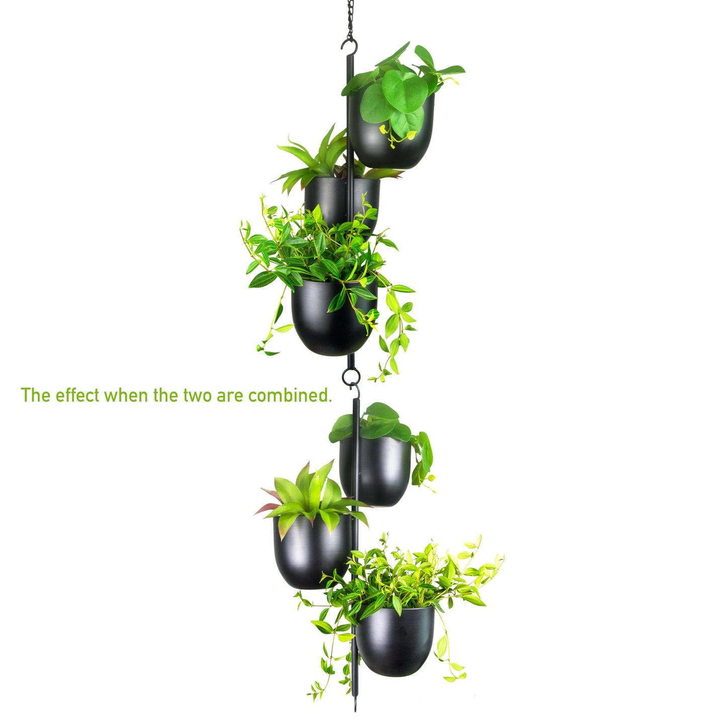 HemePaha 3-Tier Metal Hanging Planter with 6 Inch Oval Pots - Black Modern Triple Tiered Plant Hanger - Vertical Stackable Wall and Ceiling Mount Holder for Indoor and Houseplants
