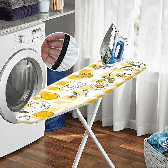Nuxovilar Yellow Gingham with Lemons & Daisies Ironing Board Cover, This Cover