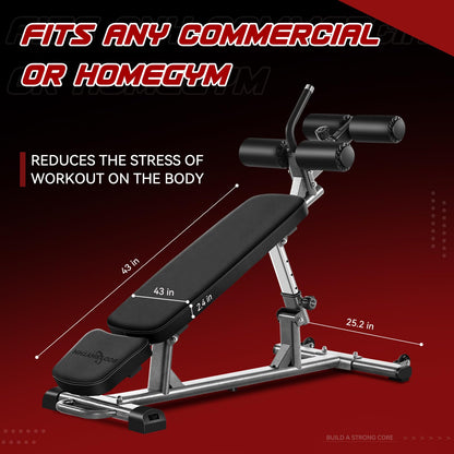 BODY RHYTHM Professional Sit-Up Bench with 4 Adjustable Heights and Reverse Crunch Handle, Adjustable Weight Bench and Flat, Incline & Decline Bench Press, Great Strength Training Slant Bench and Ab &