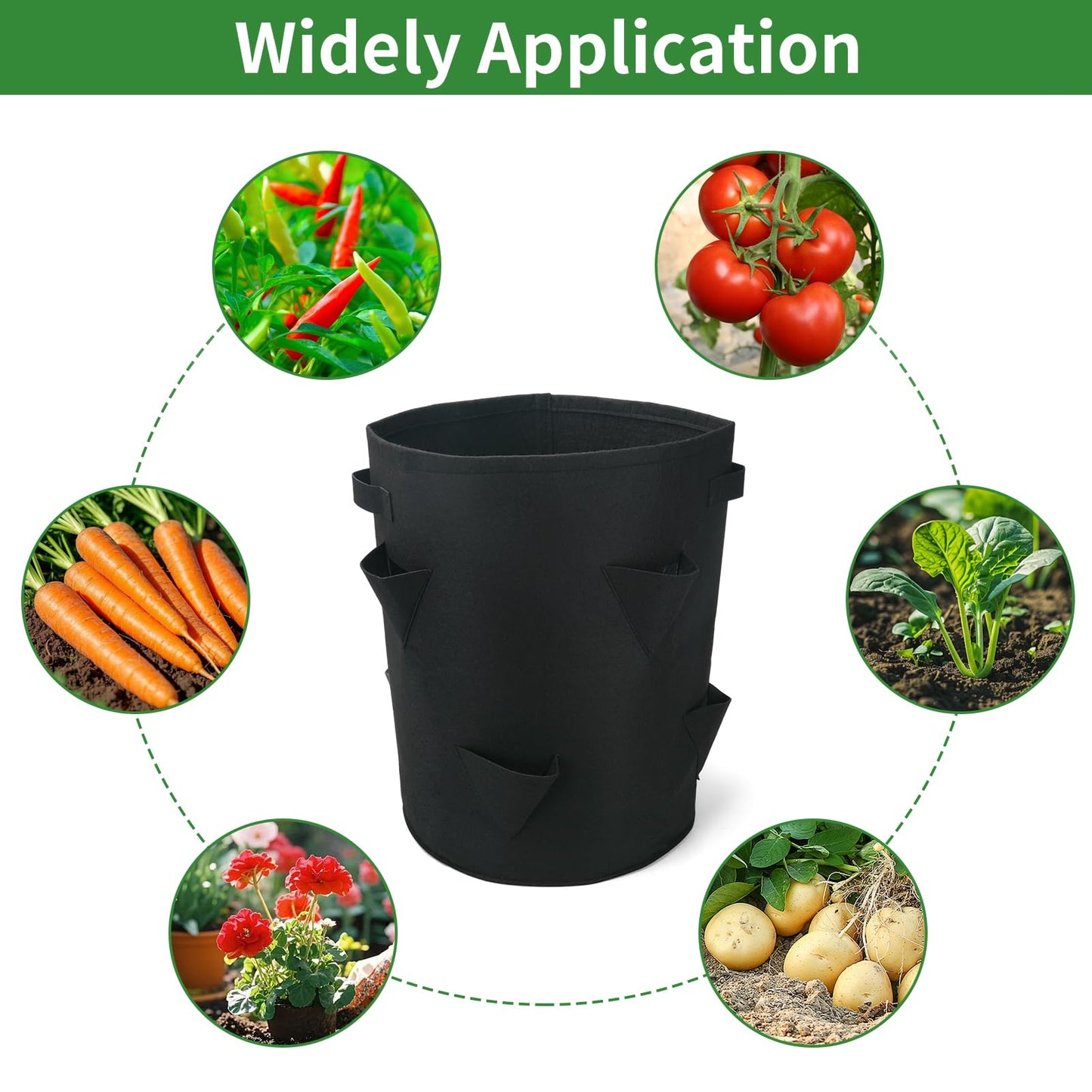 iwreaiy 10 Gallon Strawberry Grow Bags Fabric Plant Pots Gardening Bags for Plant Nursery Bag Tomato Strawberry Vegetable Planting Bag