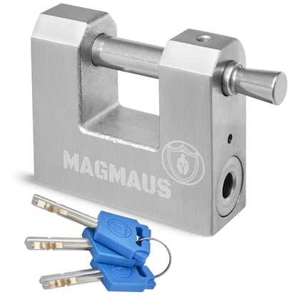 Magmaus® RTL/60 Heavy Duty Lock for Shipping Container - [Weatherproof] - Secure Outdoor Lock for Storage Unit, Gate, Shed, Fence, Door - 3 Keys