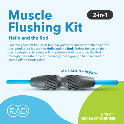 RAD 2-in-1 Muscle Flushing Kit – Includes Exercise Foam Roller & Massage Roller Stick – Deep Tissue Myofascial Release, Muscle Recovery Tools for Mobility & Performance
