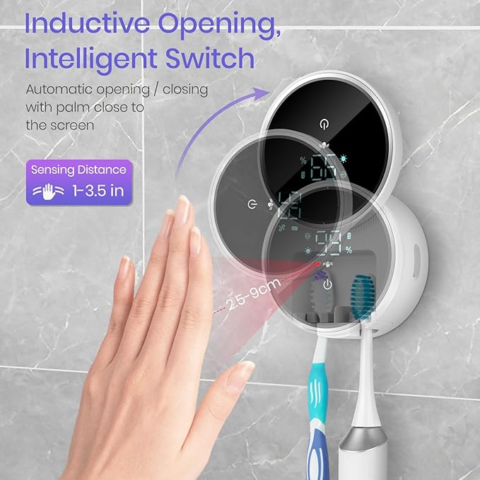 Wall Mounted Toothbrush Holder & Toothbrush Cleaner, Electric Toothbrush Holder