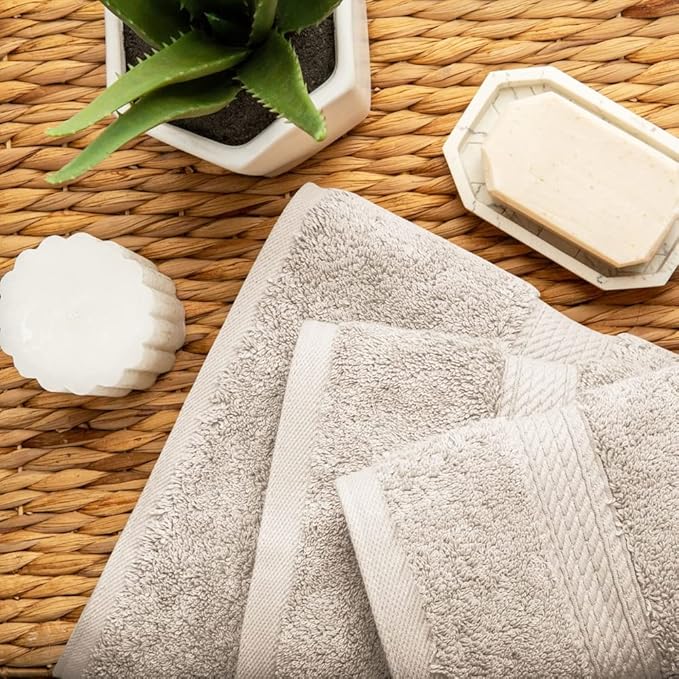 SUPERIOR Egyptian Cotton Pile 3 Piece Towel Set, Includes 1 Bath, 1 Hand