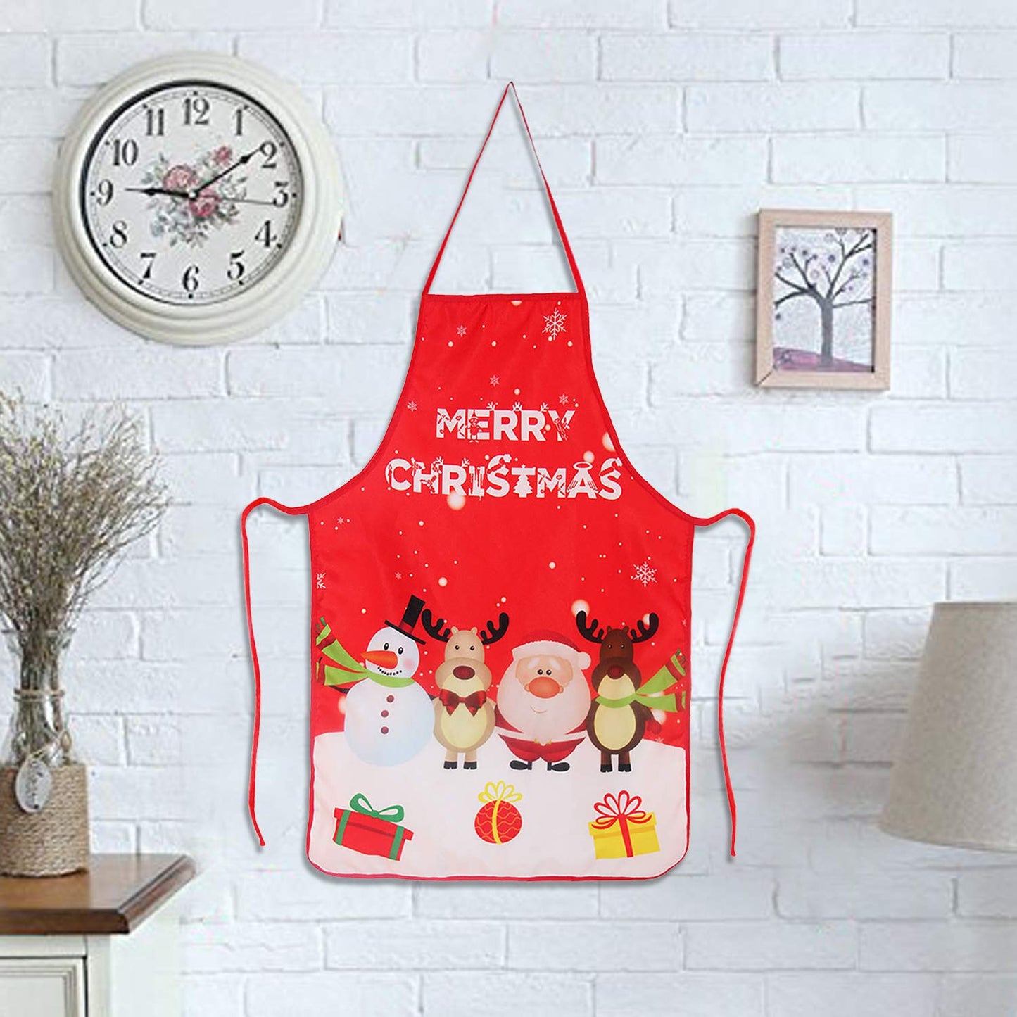 LeeLoon Chistmas Apron,Santa Claus/Elk/Snowman Style Decoration Apron for Christmas Dinner Party Cooking Baking Crafting