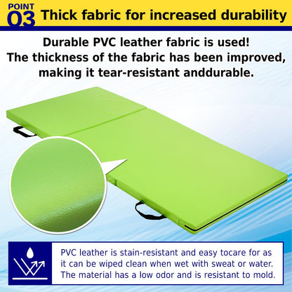 KaRaDaStyle Gymnastics Mat 3-Folding Stretch Mats 71"x31"x2" Exercise Muscle Training Children Play Horizontal Bar Mat Yoga Sports Soundproof Home Use (Black/3-fold)