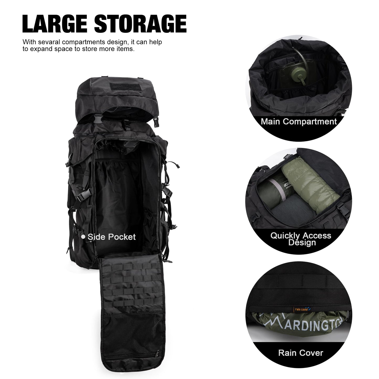 Mardingtop 70L Hiking Backpack+ Molle Tactical Utility Pouch