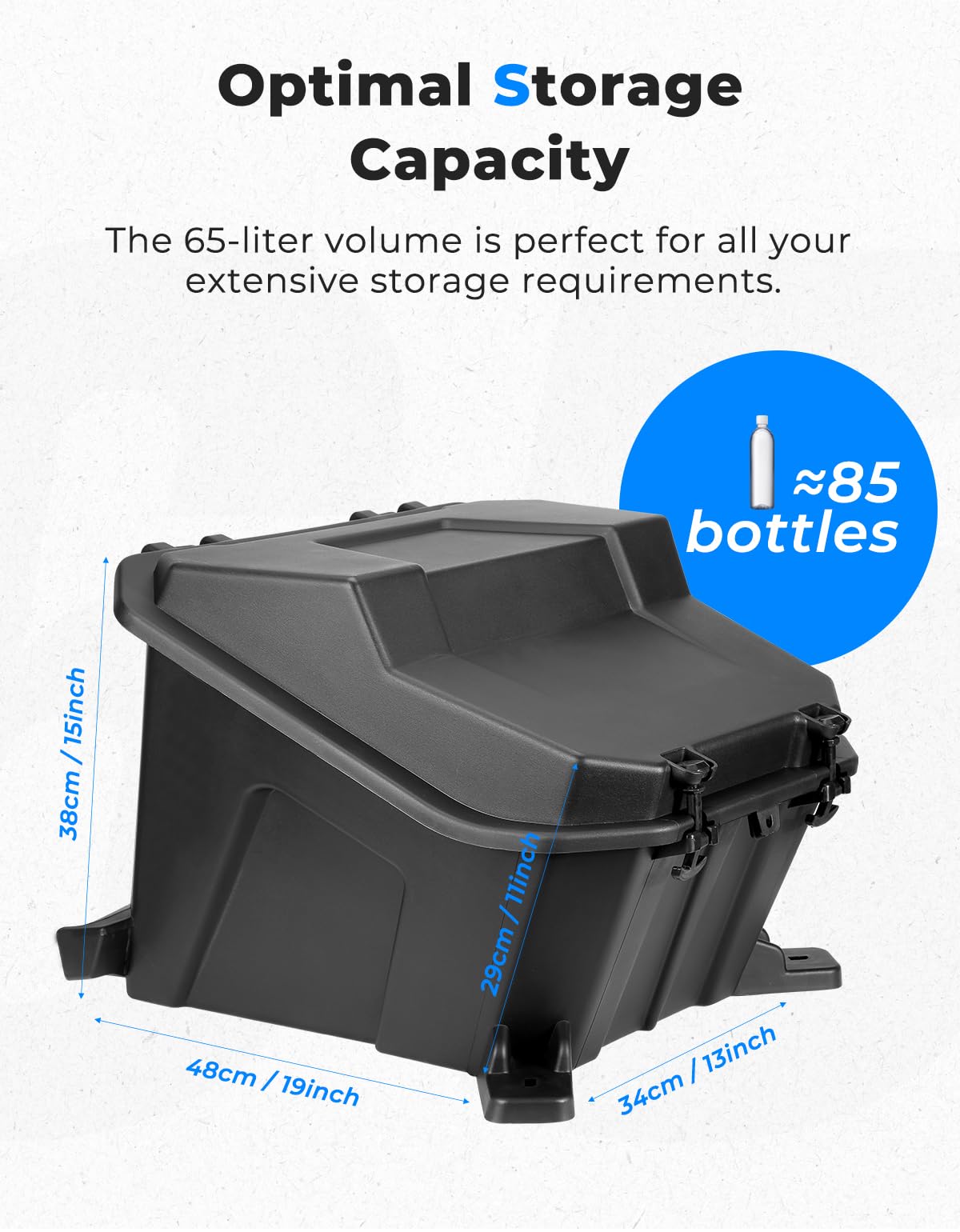 KEMIMOTO 69 QTUTV Rear Storage Cargo Box Compatible with RZR XP 1000 / Turbo / 4 Turbo / 4 1000/900 / 4 900 / S 900 / S1000 / S4 1000 UTV Bed Tool Storage Box Replace # 2881193