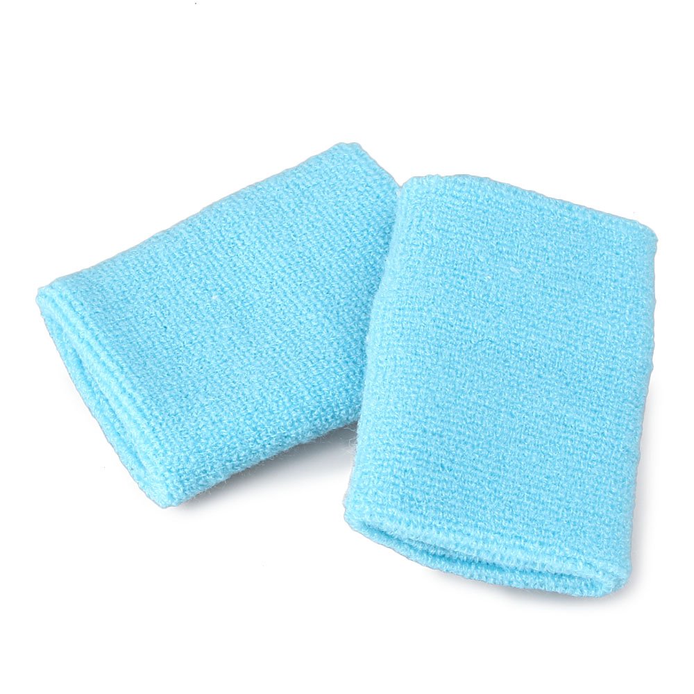 Mallofusa 10 Pack Colorful Sports Basketball Football Absorbent Wristband Party Outdoor Activity (Light Blue)