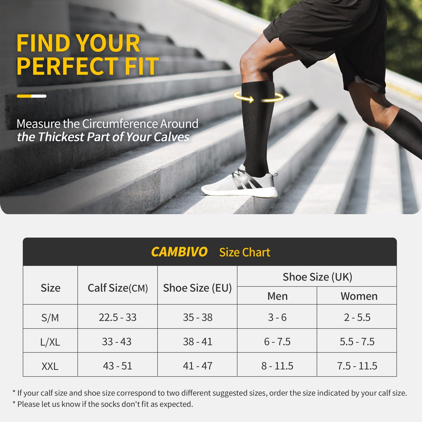 CAMBIVO Compression Socks for Men and Women 3 Pairs, 20-30 mmHg Flight Socks Stockings for Ankle/Calf Support, Running, Flying, Pregnancy & Maternity, Airplane Travel Essentials (Black, XXL)