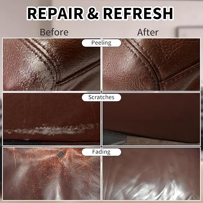 Leather Recoloring Balm, 8.5oz Leather Color Restorer, Medium Brown Leather