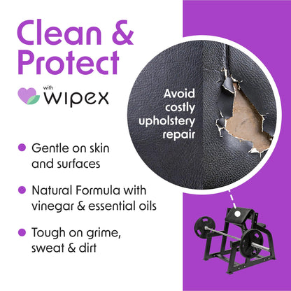 Wipex Yoga Mat Cleaner Wipes - Plant-Based Lemongrass, Eucalyptus & Vinegar Wipes for Gym & Fitness Equipment & All Purpose Gym Cleaning - Safe for Peloton Bikes & Treadmills - 400 Count
