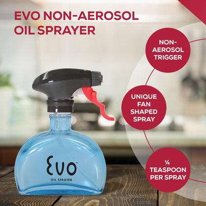 Evo Oil Sprayer Glass, Non-Aerosol for Olive, Cooking Oils, and Vinegars, Yellow, 6-Ounce Capacity
