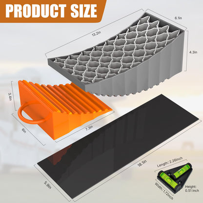 LEIDGG RV Leveling Blocks with Handles, 35000 LBS Load Capacity, Adjustable 0.5" to 4.7" Heavy Duty PP Camper Leveler for Travel Trailer, RV, Truck with Level & Carry Bag