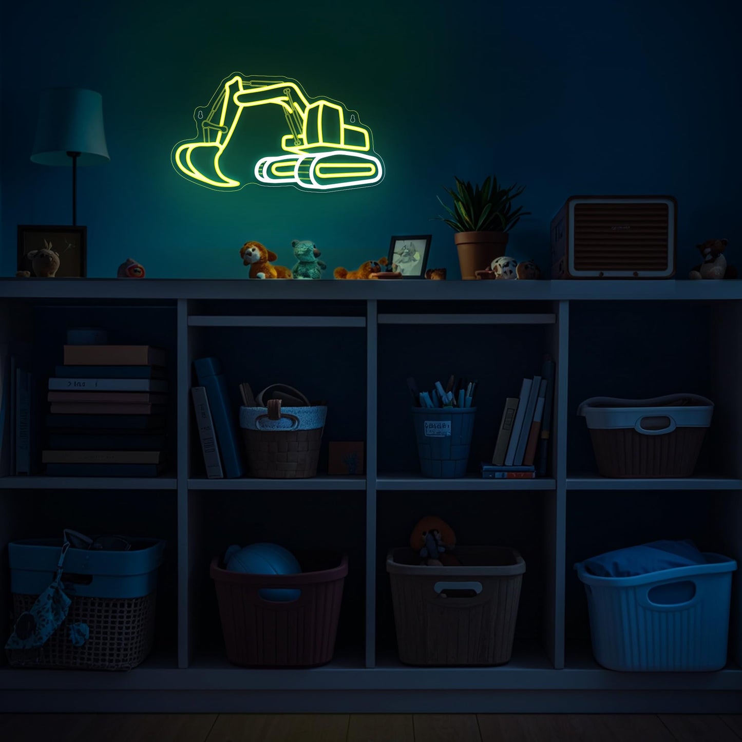 Excavator Neon Signs for Wall Decor, Digger Neon Lights for Bedroom, Neon Wall Light Suitable for Living Office Game Room Christmas Excavator Toy Gift - 5V USB Power with Hanging Chain Hooks