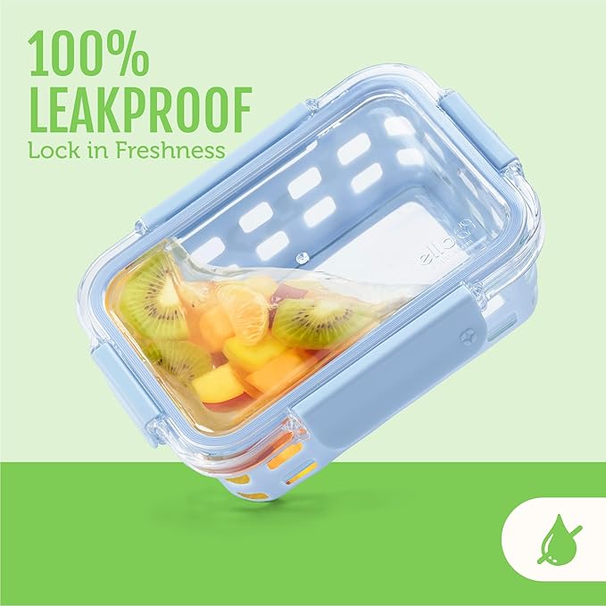 Ello Duraglass 3.4 Cup Meal Prep Sets 10Pc, 5 Pack Set- Glass Food Storage
