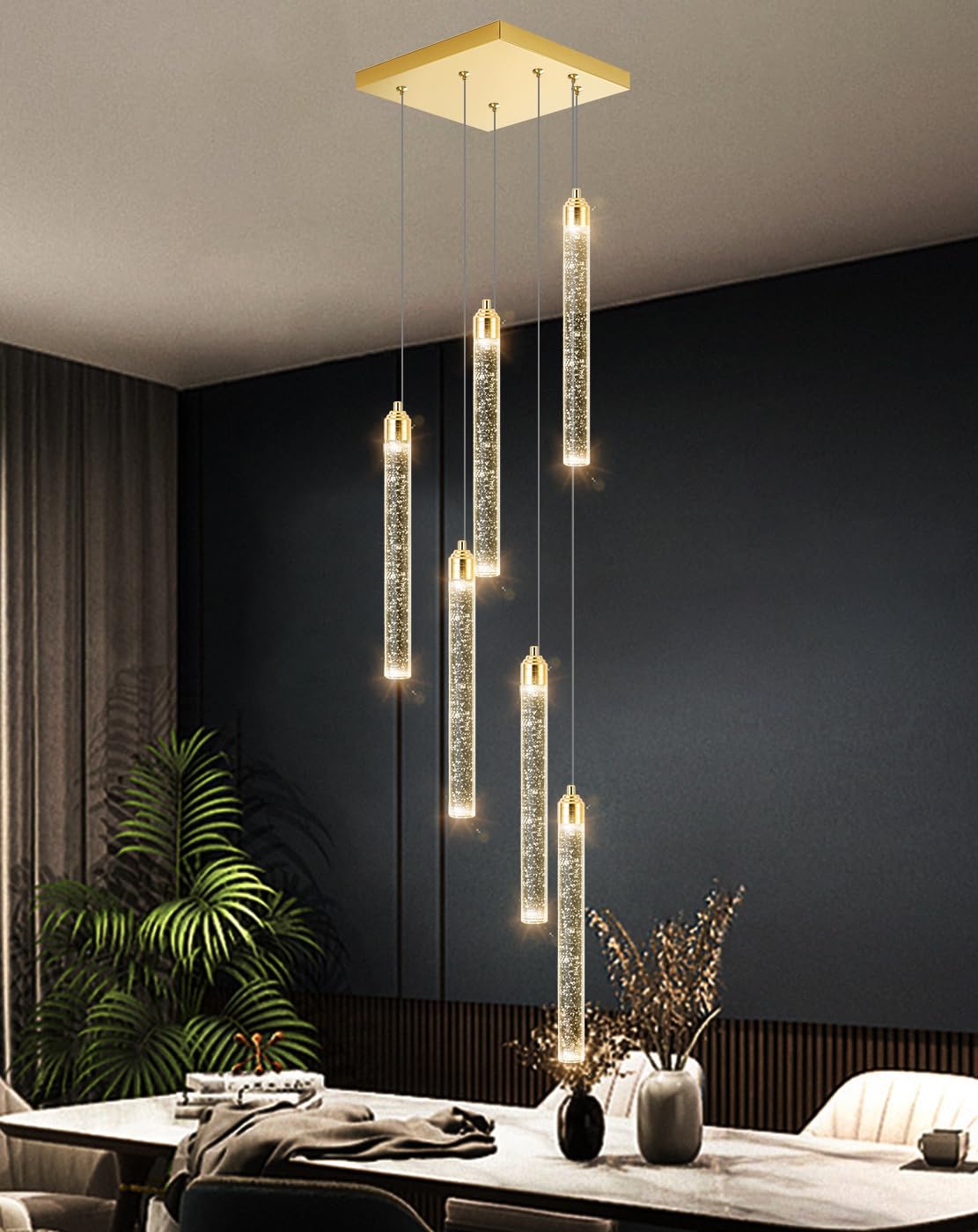dolria Mini Chandelier Crystal Pendant Lights for Kitchen Island Modern LED Dimmable Ceiling Handing Lighting Adjustable Flush Mount Ceiling Light for Dining Room Bedroom Foyer