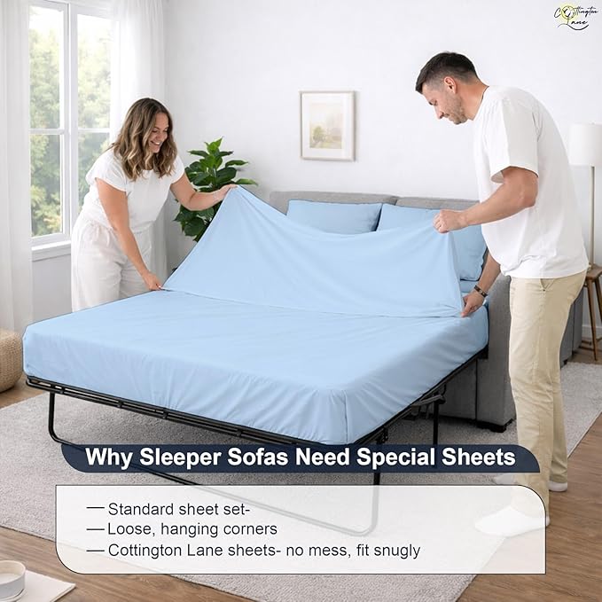 Cottington Lane Sleeper Sofa Sheets Queen Size, 4 Piece Premium Quality 100%