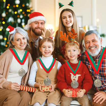 Loetere 30 Pcs/60 Pcs Christmas Medals Award Bulk 2" Gold Silver Christmas Medals Santa Run Reindeer Snowman Elf Gingerbread Man House Tree Trophy Awards for Xmas Party Ornament Favor Gift Prize