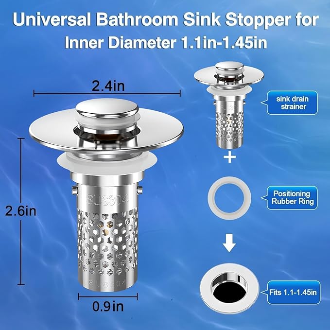 Sink Stopper Hair Catcher, Pop-up Sink Drain Strainer