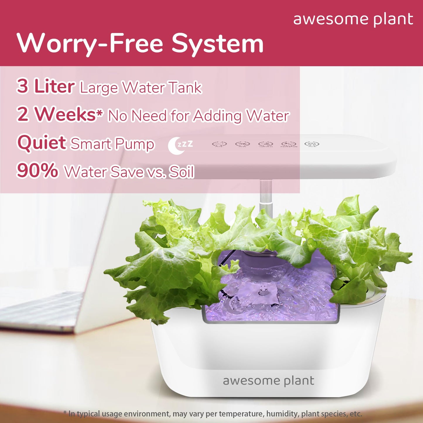 Awesome Plant 6Pro Hydroponics Growing System Kit (6 Pods), Indoor Garden Kit with 3L Watertank, 3 Grow Modes and Quiet Pump, Grow Herbs Lettuce Salad at Home Kit, Adjustable Height Up to 13", White