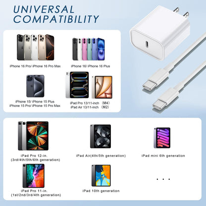 Fast Charger iPhone,i Phone Charge Cable,3Pack iPhone Charger Fast Charging 6Foot Phone Charging USB C Charge Adapter 6FT Type C to Lightning Cable for iPhone 14 Pro Max/14 Plus/13/12 Mini/11/10/XS/SE