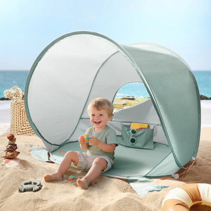 Tiny Land Baby Beach Tent – Pop Up Baby Tent with UV Protection, Portable Baby Beach Essentials, 35"x28"x32" Sun Shelter for Infants, Baby Outdoor Use (Green)