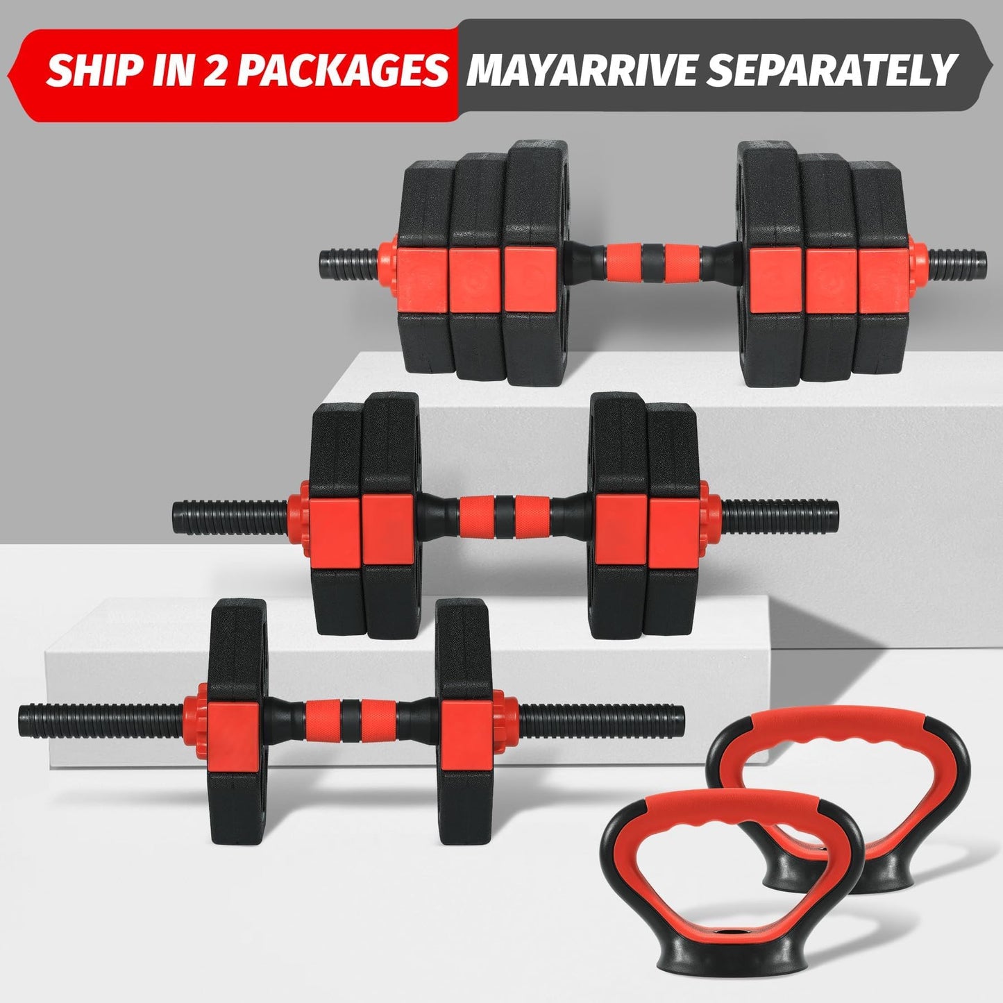 Adjustable Dumbbells, 44/66/88Lbs Free Weight Set with Connector, 4 In1 Weight Dumbbell Set Used As Kettlebells, Barbell, Push Up Stand, Fitness Exercise for Home Gym Suitable Men/Women