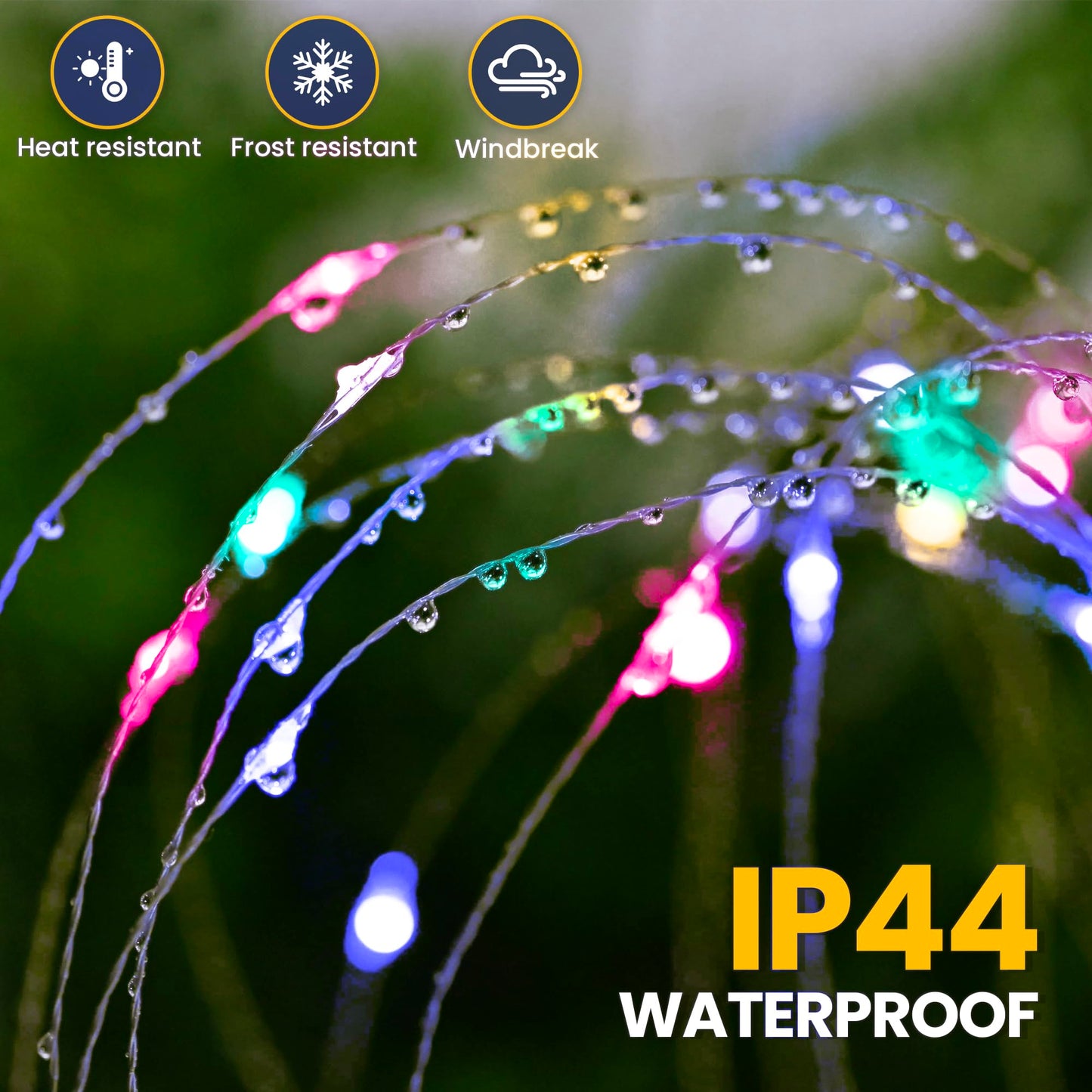 GIGALUMI Garden Decor Outdoor Lights 120LED 8Pack, Solar Garden Lights Outside Fairy Firework Decorative,Solar Powered for Yard Pathway Flowerbed Planter Balcony Patio 4th of July Decor (Multicolar