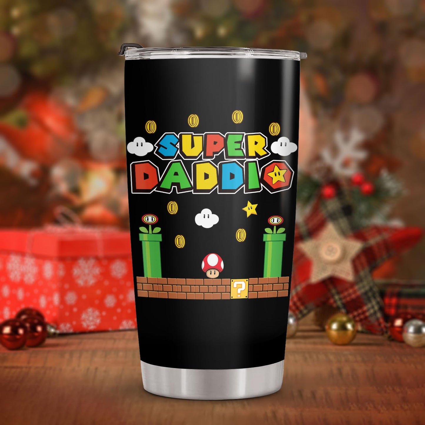 34HD Father Gifts, Daddio Tumbler with Lid 20 oz Stainless Steel, Dad Coffee Mug, Gamer Dad Present, Daddy Birthday Gifts from Daughter, Son, Wife Christmas Gift