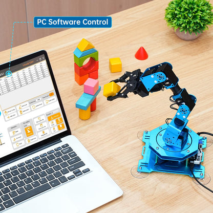 Robotic Arm for Arduino Coding Programming 6DOF Hiwonder-xArm1S STEM Educational Building Robot Arm Kits, 6 AXIS Full Metal Robotic Arm Wireless Controller/PC/App/Mouse Control Learning Robot