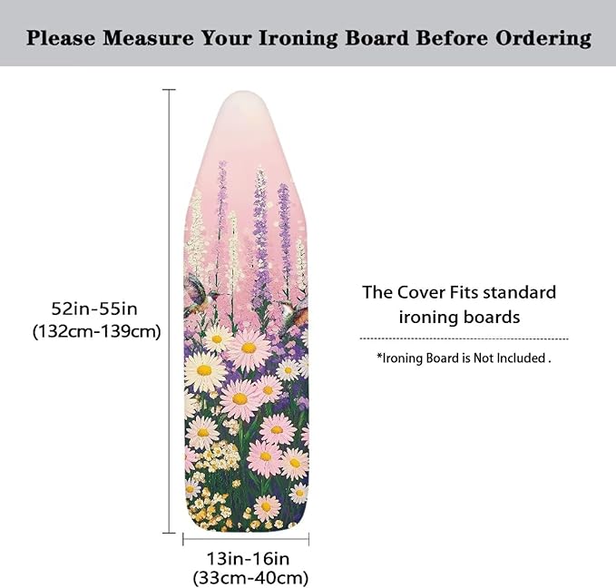 Purple Butterfly Thick Padding Ironing Board Covers Durable Stain Resistant