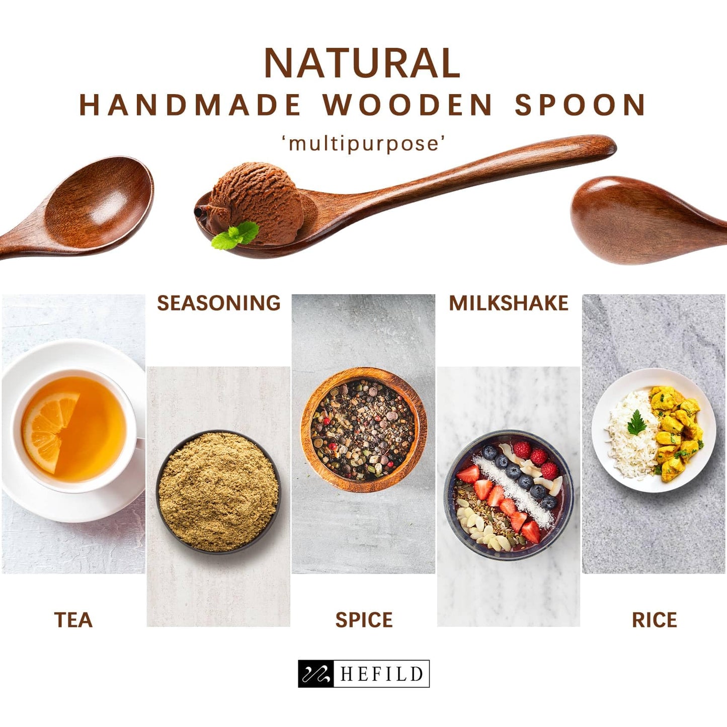 Hefild 2 PCS Wooden Spoons for Honey, 6.7 inch Small Wooden Spoons & 2 PCS Small Wooden Spoons, 5.8 Inch Honey Spoons for Tea