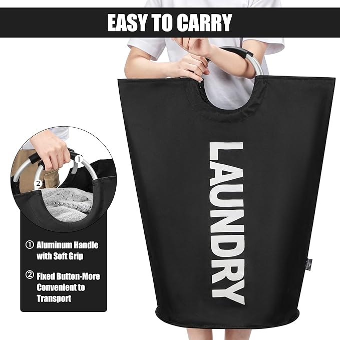 DOKEHOM 125L X-Large Laundry Basket, Collapsible Laundry Bag, Freestanding Tall