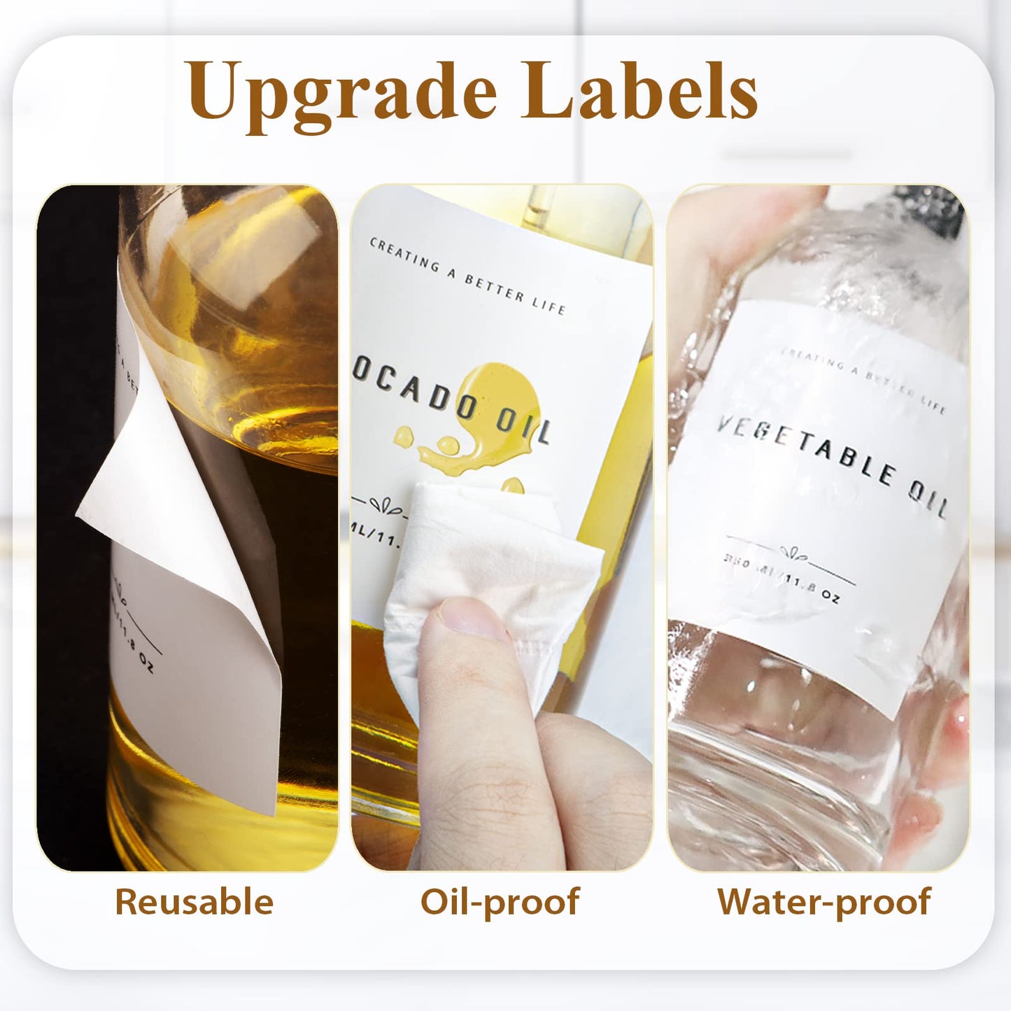 GIXSEGIE Olive Oil Dispenser Bottle with Bamboo Tray, Metal Pour Spout, Coffee Syrup & Cooking Oil Dispenser for Kitchen