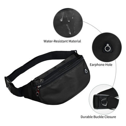 Fanny Packs for Men and Women, Waterproof Sports Waist Pack Bag for Travel Hiking Running Hands-free Wallets, Easy Carry Any Phone