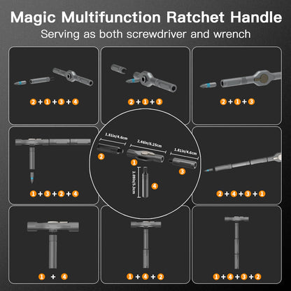 Faireach 42 in 1 Ratchet Screwdriver Set with Detachable T Handle, Magnetic Screwdrivers bits with Case, Multi Precision Repair Tool Kit for Furniture Electronics Cars Bicycle, DIY Free Combination