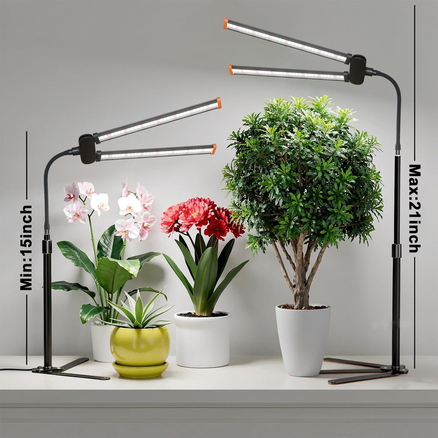 Grow Light for Indoor Plant, 6000K Full Spectrum Plant Lamp with Red Blue White LED for Pot Succulents Seed Growing, Light Strip Foldable & Height Extendable 9-25'', Auto Timer 4 8 12Hrs