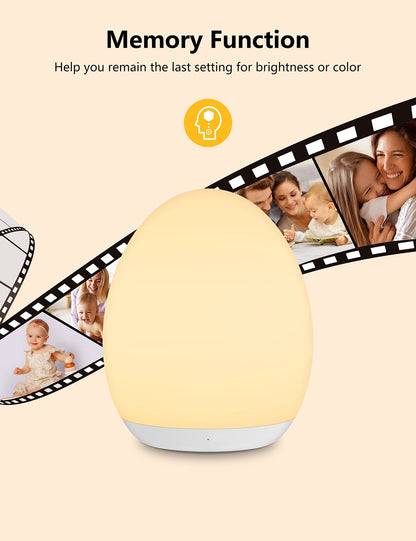 MediAcous Night Lights, 2000mAh Baby Night Light with 7 Colors Changing & Dimming Function, Rechargeable Kids Night Light with 1 Hour Timer & Touch Control for Bedroom, Living Room