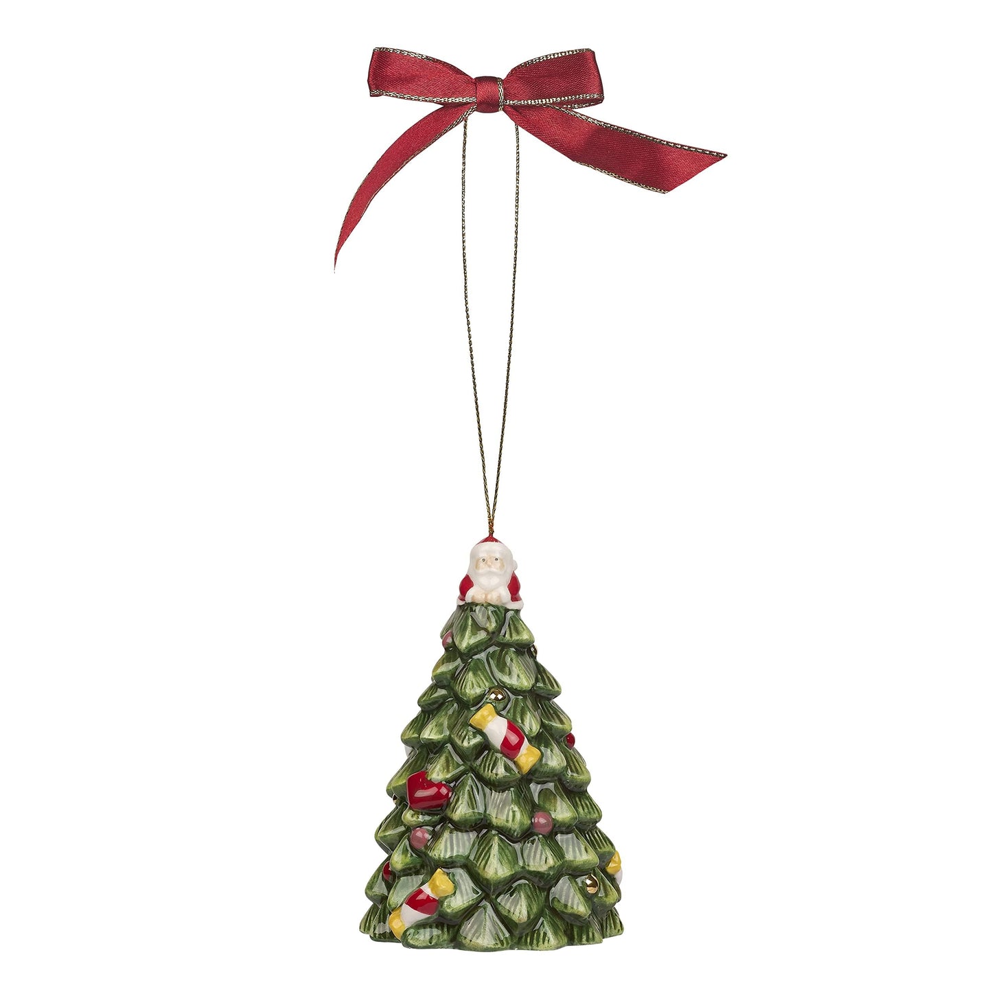 Spode Christmas Tree Figural Tree Bell Ornament, Gold, Dolomite, Hanging Ornament, Christmas Decoration