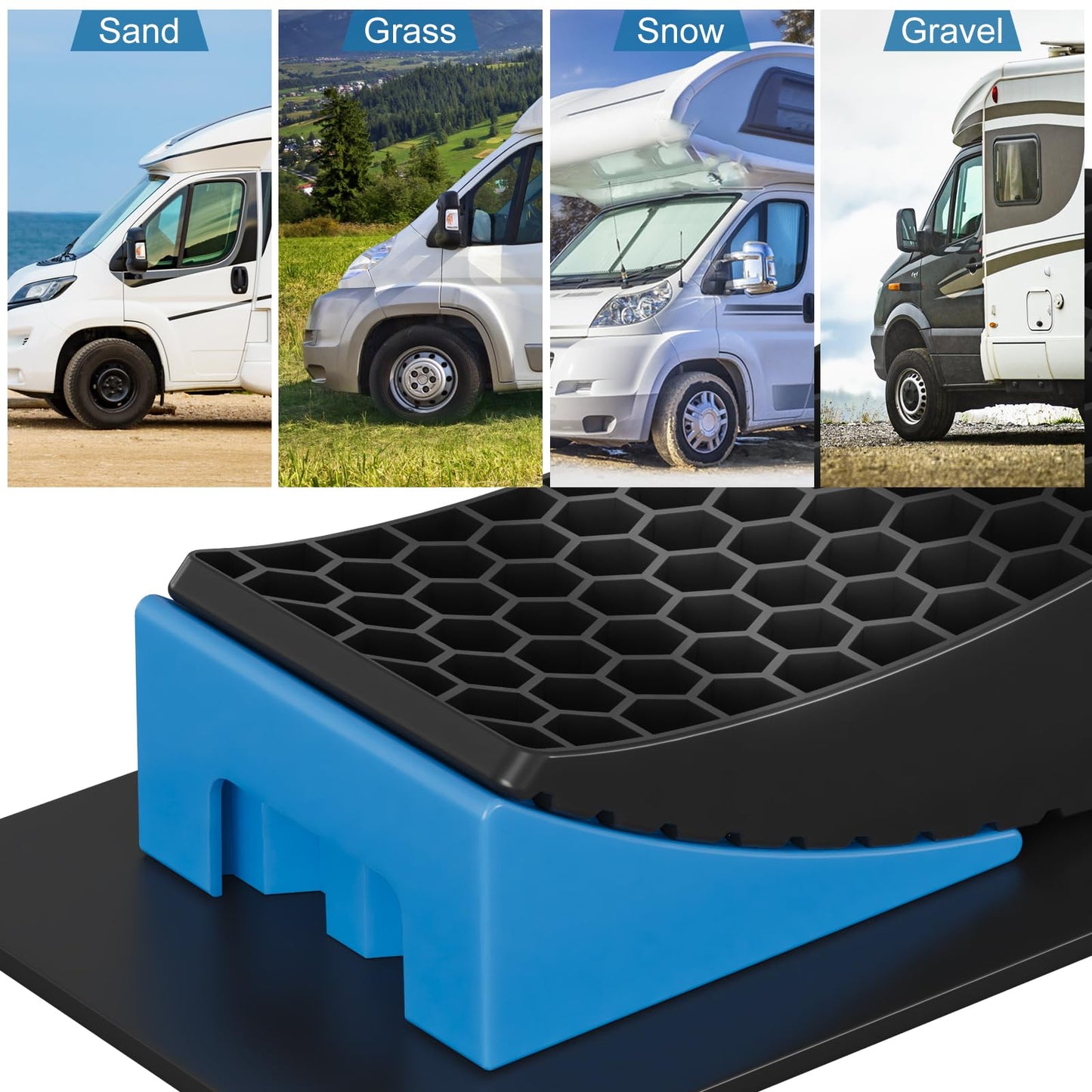 LEIDGG 2Packs RV Leveling Blocks System Kit Camper Leveling Blocks for RVS Trailer with Carrying Bag, Anti-Slip Mats, T Bubble Level Up to 35000 LBS Blue