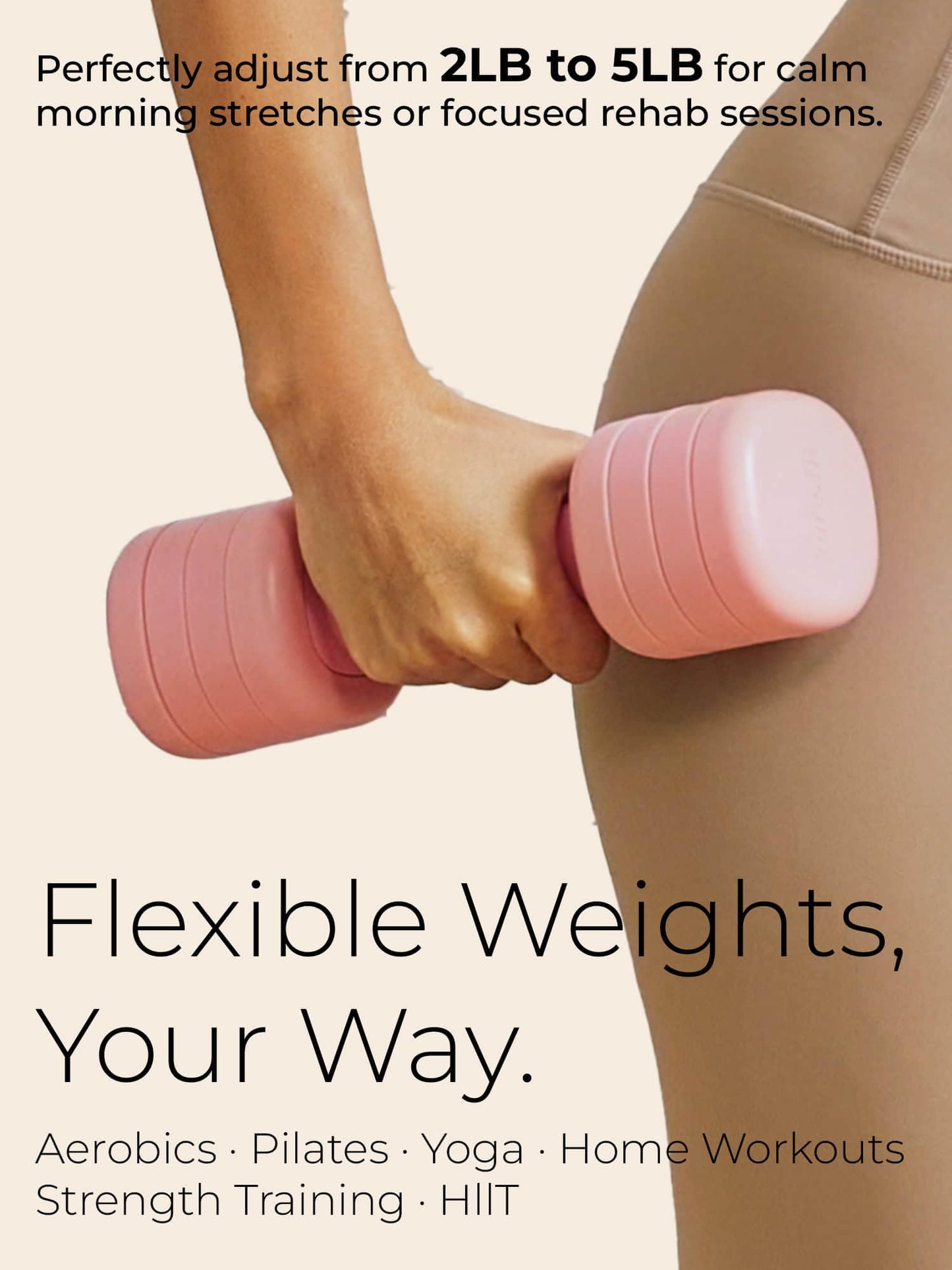 kure.fit Adjustable Dumbbell Set｜2LB 3LB 4LB 5LB Light Hand Weights for Women｜One-Twist Weight Adjustment｜Non-Slip Curved Grip Handle｜Free Weights for Home Gym, Rehab, Pilates, Yoga, Strength Training