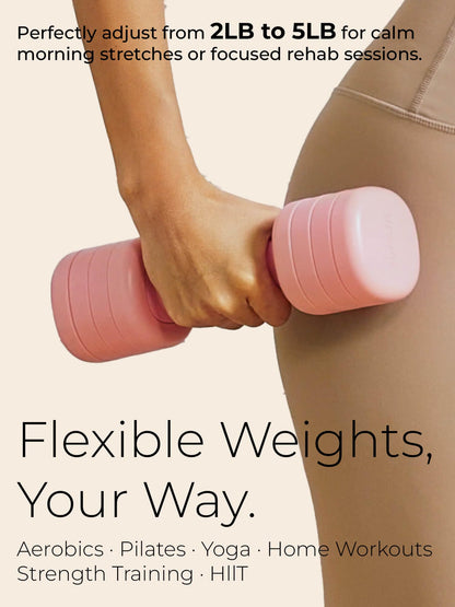 Adjustable Dumbbell Set｜2LB 3LB 4LB 5LB Light Hand Weights for Women｜One-Twist Weight Adjustment｜Non-Slip Curved Grip Handle｜Free Weights for Home Gym, Rehab, Pilates, Yoga, Strength Training